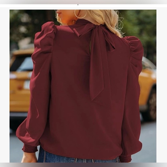 Elegant Burgundy Women's Blouse - Picture 2 of 5